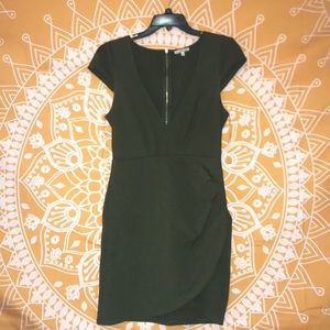 Rouched army green dress